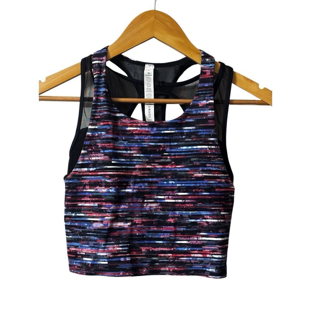 Lululemon Break Free Tank Nulux Hinshu Alpine White Multi Black size 4 new